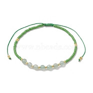Adjustable Natural Green Aventurine & Seed Braided Bead Bracelets, Inner Diameter: 1-3/4~3-3/8 inch(4.6~8.7cm)(BJEW-JB10181-03)