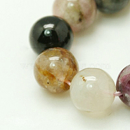 Natural Tourmaline Beads strands, Round, 10mm, Hole: 1mm, 19pcs/strand, 7.5 inch(G-C076-10mm-10)