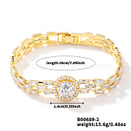 Minimalist Brass Rhinestone Chain Bracelets for Women, White, 7-1/8 inch(18cm)(OD4455-2)