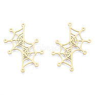 Halloween Theme 201 Stainless Steel Pendants, Spider Web Charm, Real 18K Gold Plated, 45x34x1mm, Hole: 1.4mm(STAS-N090-LA940-2)