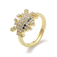 Real 18K Gold Plated Brass Pave Cubic Zirconia Adjustable Rings, Robot, Clear, Inner Diameter: 18mm(RJEW-M170-05G-01)