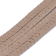 Spray Painted Non-magnetic Synthetic Hematite Beads Strands, Arrow/Chevron, Camel, 5.5x6x2mm, Hole: 0.7mm, about 107pcs/strand, 16.1 inch(G-T124-06A)