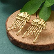 304 Stainless Steel Stud Earrings, Real 18K Gold Plated, Jellyfish, 32.5x20mm(EJEW-Z081-02G-01)