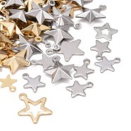 Stainless Steel Charms, Star, Mixed Color, 8.5~40x7~30x0.6~1mm, Hole: 0.7~4mm(STAS-MSMC001-04)