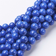 Natural Mashan Jade Round Beads Strands, Dyed, Blue, 10mm, Hole: 1mm, about 41pcs/strand, 15.7 inch(X-G-D263-10mm-XS08)