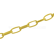 Iron Paperclip Chains, Flat Oval, Drawn Elongated Cable Chains, Unwelded, with Spool, Golden, 10x5x1.5mm, about 164.04 Feet(50m)/roll(CH-R025-10x5mm-G)
