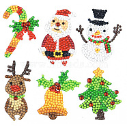 DIY Christmas Theme Diamond Painting Sticker Kit, Including Resin Rhinestones Bag, Diamond Sticky Pen, Tray Plate and Glue Clay, Mixed Shapes, 150x150mm(XMAS-PW0001-134A)