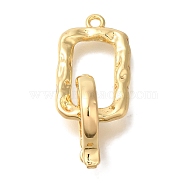 Brass Fold Over Clasps, Rectangle, Real 18K Gold Plated, 28.5mm, Rectangle: 19x11.5x2mm, hole: 1.4mm, clasp: 14x12x2.5mm, hole: 1.2mm(KK-K389-105G)