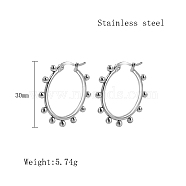 Stainless Steel Hoop Earrings for Women, Stainless Steel Color, Ring, 30mm(QX9021-16)