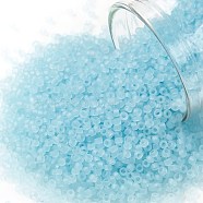 TOHO Round Seed Beads, Japanese Seed Beads, Frosted, (143F) Ceylon Frost Aqua, 15/0, 1.5mm, Hole: 0.7mm, about 15000pcs/50g(SEED-XTR15-0143F)