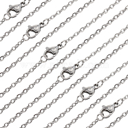 30Pcs 304 Stainless Steel Flat Cable Chain Necklaces Set for Men Women, Stainless Steel Color, 19.69 inch(50cm)(STAS-BBC0004-99A)