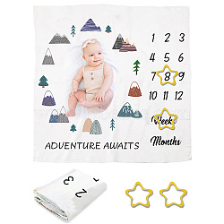 Polyester Baby Monthly Milestone Blanket for Boy and Girl, for Baby Photo Blanket Photography Background Prop Decor, Mountain, 1200x1200mm(AJEW-WH0408-001)