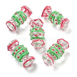 Transparent Acrylic Enamel Beads, Hand Drawn Beads, Candy, Flamingo, 30.5x17mm, Hole: 2.5mm(OACR-P027-01A)