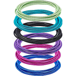 60Pcs 6 Colors Spring Bracelets Set, Minimalist Steel Stackable Stretch Bracelets for Women, Mixed Color, Inner Diameter: 2-1/4 inch(5.85cm), 10 Strands/color(TWIR-BC0001-42)