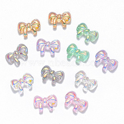 Resin Cabochons, Nail Art Decoration Accessories, AB Color Plated, Bowknot, Mixed Color, 6.5x9x2.5mm(X-MRMJ-R063-05)