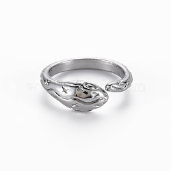 Snake Shape Rack Plating Alloy Cuff Rings, Open Rings, Cadmium Free & Lead Free, Platinum, US Size 7(17.3mm)(RJEW-Q163-024B-RS)