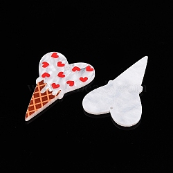 Printed Acrylic Pendants, Heart whit Ice Cream Shapes, Red, 43.5x28.5x2mm, Hole: 1.6mm(OACR-T028-11)