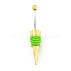DIY Beadable Alloy Red Wine Stopper, Silicone Bottle Stopper, Cone, Lime, 114.5x21.5mm(AJEW-Z016-03E-G)