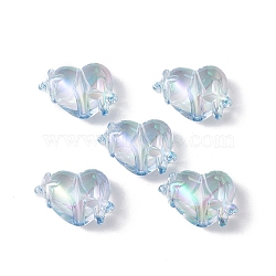 Transparent Acrylic Beads, AB Color Plated, Heart with Star, Light Cyan, 14.5x19.5x10mm, Hole: 2mm(OACR-B005-01C)