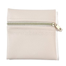 Imitation Leather Jewelry Storage Zipper Bags, for Earrings, Rings, Bracelets, Square, Antique White, 10x10x0.7cm(ABAG-G016-01B-02)