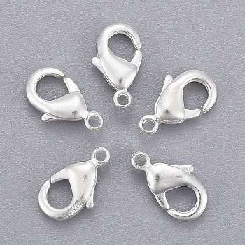 Silver Color Plated Brass Lobster Claw Clasps, Parrot Trigger Clasps, 10x5x3mm, Hole: 1mm