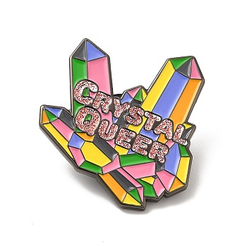Diamond with Word Crystal Queer Enamel Pins, Gunmetal Alloy Badge for Backpack Clothes, Colorful, 34.5x35.5x2mm