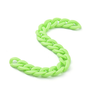 Handmade Opaque Acrylic Curb Chains, Lime, Links: 19x13.5x4.5mm, 39.37 inch(1m)/strand