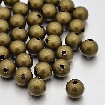 Brass Beads, Seamless Round Beads, Nickel Free, Antique Bronze, 8mm, Hole: 2mm