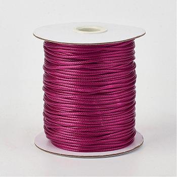 Eco-Friendly Korean Waxed Polyester Cord, Medium Violet Red, 1mm, about 169.51~174.98 Yards(155~160m)/Roll