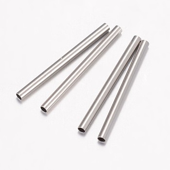 304 Stainless Steel Tube Beads, Stainless Steel Color, 20x1.5mm, Hole: 1mm