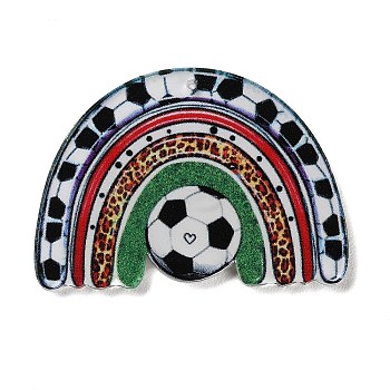 Double-sided Printed Acrylic  Pendants, Football Series, Half Round, 31x44x2mm, Hole: 1.2mm