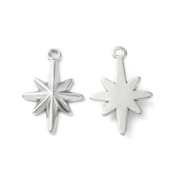 304 Stainless Steel Pendants, Star Charms, Stainless Steel Color, 21x14x2.7mm, Hole: 1.2mm