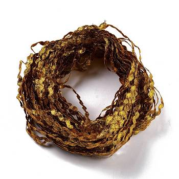 Wave Bending Fringe Trim, Sewing Ribbon, for Cloth Dress DIY Making Decorate, Gold, 1/4 inch~3/8 inch(5~8.5mm), about 22~25m/strand