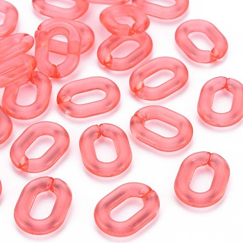Transparent Acrylic Linking Rings, Quick Link Connectors, for Cable Chains Making, Oval, Tomato, 24x18x5mm, Inner Diameter: 13x7mm, about 403pcs/500g
