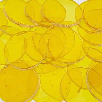 Olycraft 30Pcs Colored Glass Mosaic Tiles, for Mosaic Wall Art, Turkish Lamps, Flat Round, Yellow, 24.5~25.5x2.5mm