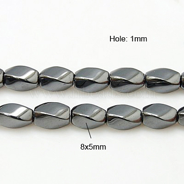 8mm Black Twist Non-magnetic Hematite Beads