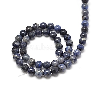 Natural Sodalite Round Beads Strands(G-P075-07-8mm)-2