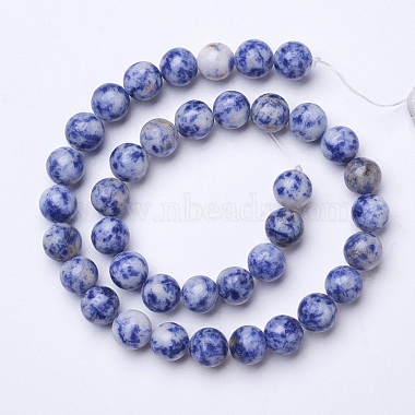 perles de jaspe tache bleue naturelle(G-D855-10-10mm)-2