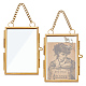 Rectangle Mini Brass Wall Hanging Photo Frame for Pressed Flower with Chain(ODIS-WH0061-05AG)-1