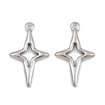 304 Stainless Steel Pendants, Star Charms, Stainless Steel Color, 23x14x2mm, Hole: 1.6mm(STAS-L303-17P)
