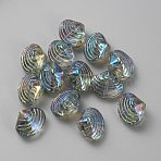 Electroplate Glass Beads, Rainbow Plated, Shell Shape, Dark Slate Gray, 12.5x14.5x10mm, Hole: 1mm(GLAA-WH0038-20B)