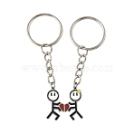 2Pcs 304 Stainless Steel Enamel Keychain, with Iron Rings, Platinum, 75mm(KEYC-FS00034-02)