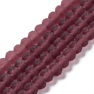 Transparent Glass Beads Strands, Faceted, Frosted, Rondelle, Indian Red, 6x4.5mm, Hole: 1.4mm, about 86pcs/strand, 16.14 inch(41cm)(X1-EGLA-A034-T6mm-MD13)