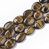 Natural Tiger Eye Beads Strands, Oval, 18x13.5x6~7mm, Hole: 1.2mm, about  20~22pcs/Strand, 15.55 inch(39.5 cm)(G-S359-003)