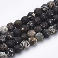 Dyed Natural Agate Beads Strands, Round, Black, 10~10.5mm, Hole: 1.2mm, about 36pcs/strand, 15.5 inch(X-G-Q462-130B-10mm)