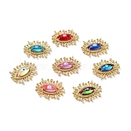 Rack Plating Brass Micro Pave Cubic Zirconia Pendants, with Enamel, Real 18K Gold Plated, Eye with Evil Eye, Cadmium Free & Nickel Free & Lead Free, Mixed Color, 22x28x6mm, Hole: 1mm(ZIRC-C037-09G)