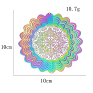 Metal 3D Wind Spinners, for Outside Yard and Garden Decoration, Flower, Rainbow Color, 100mm(PW-WG315F8-01)