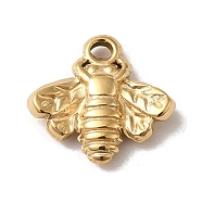 304 Stainless Steel Charms, Bees Charm, Real 14K Gold Plated, 10x10.5x2mm, Hole: 1.1mm(STAS-L022-286G)