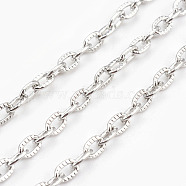 Iron Textured Cable Chains, Unwelded, with Spool, Platinum, 4.2x3x0.8mm, about 328.08 Feet(100m)/roll(CH-0.8YHSZ-N)