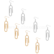 304 Stainless Steel Dangle Earring, Paper Clip, Platinum & Golden, 45x13.5x1.5mm, 2 colors, 2pairs/color, 4pairs/box(EJEW-UN0001-35)